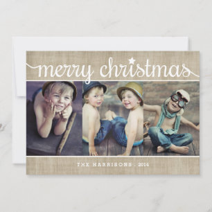 Cartes Pour Fêtes Annuelles Whimsical Burlap Rustique Joyeux Noël Photo