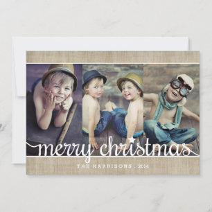 Cartes Pour Fêtes Annuelles Whimsical Burlap Rustique Joyeux Noël Photo