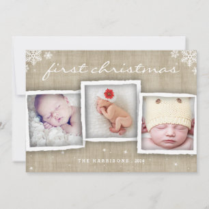 Cartes Pour Fêtes Annuelles Whimsical Burlap Rustique Joyeux Noël Photo