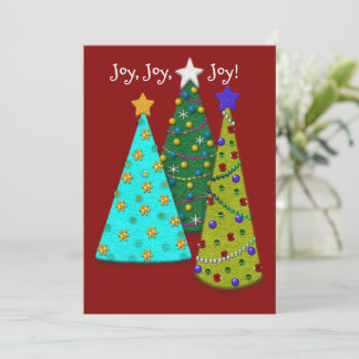 Cartes Pour Fêtes Annuelles Whimsical Christmas Trees Faux Felt Look