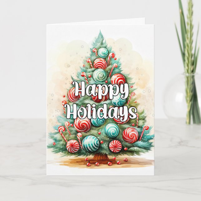 Cartes Pour Fêtes Annuelles Whimsical Decorative Merry Christmas Tree (Devant)