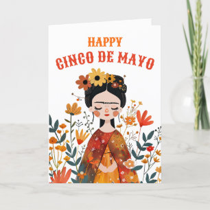 Cartes Pour Fêtes Annuelles Whimsical Frida Kahlo Happy Cinco de Mayo
