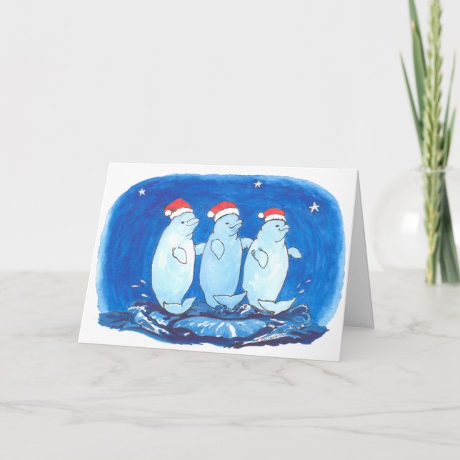 Cartes Pour Fêtes Annuelles Whimsical Funny Alaska Beluga Whale Christmas Card (Devant)