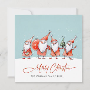 Cartes Pour Fêtes Annuelles Whimsical Funny Père Noël Gnomes Noël