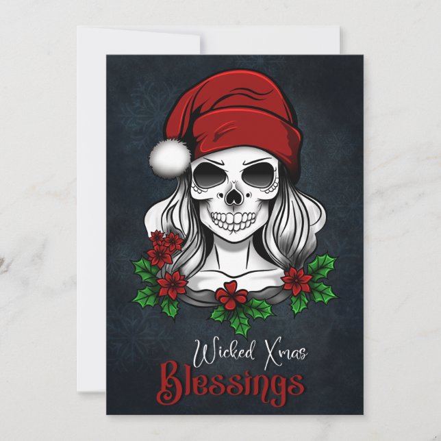 Cartes Pour Fêtes Annuelles Whimsical gothique Père Noël Crâne Noël (Devant)