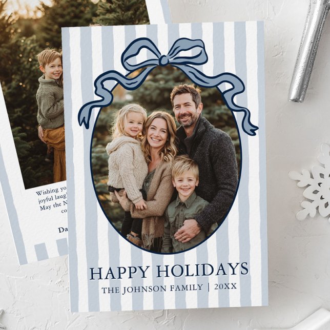 Cartes Pour Fêtes Annuelles Whimsical Hand Drawn Coquette Bow Family Photo (Whimsical Hand Drawn Coquette Bow Family Photo Holiday Card)