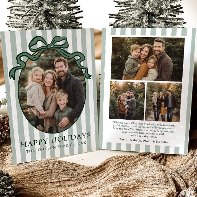 Cartes Pour Fêtes Annuelles Whimsical Hand Drawn Coquette Bow Family Photo (Whimsical Hand Drawn Coquette Bow Family Photo Holiday Card)