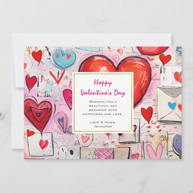 Cartes Pour Fêtes Annuelles Whimsical Hearts and Love Letters Valentine's Day (Devant)