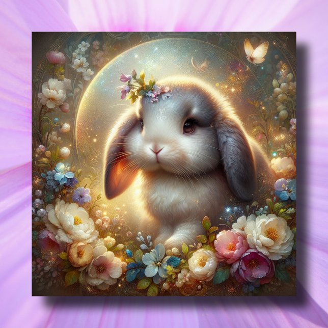 Cartes Pour Fêtes Annuelles Whimsical Imaginaire Art Lop Earny Bunny Pâques (Créateur téléchargé)
