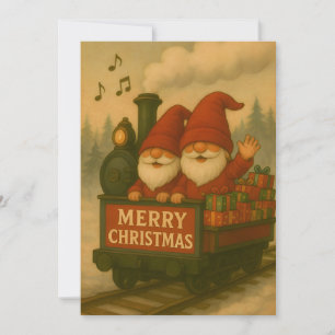 Cartes Pour Fêtes Annuelles Whimsical Jolly Gnomes Express musical