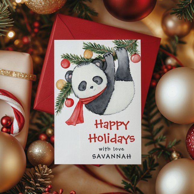 Cartes Pour Fêtes Annuelles Whimsical Panda Classroom Christmas (Créateur téléchargé)