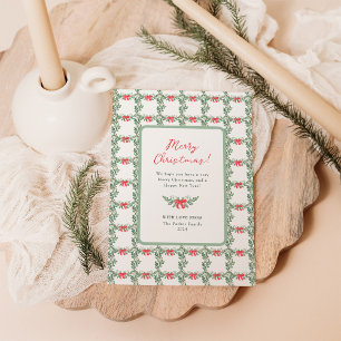 Cartes Pour Fêtes Annuelles Whimsical Retro Blanc Joyeux Noël non photo