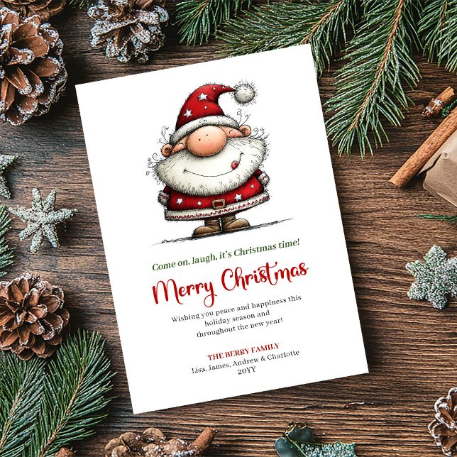 Cartes Pour Fêtes Annuelles Whimsical Santa Playful Modern Christmas Greeting (Whimsical Santa Playful Modern Christmas Greeting)