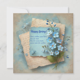 Cartes Pour Fêtes Annuelles Whimsical vintage bleu oublier moi pas fleurs