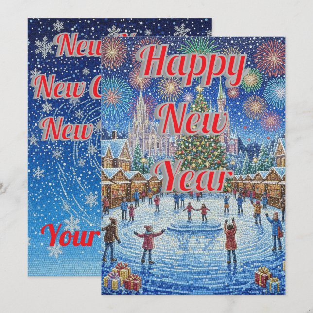 Cartes Pour Fêtes Annuelles Whimsical Winter Wonderland Fireworks Holiday Card (Devant / Derrière)
