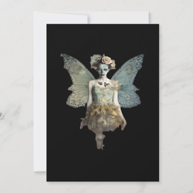 Cartes Pour Fêtes Annuelles Whimsigoth Zombie Fairy Old Timey Gothique Moody A (Devant)