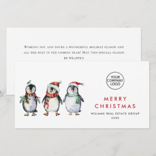 Cartes Pour Fêtes Annuelles Whimssical Père Noël Penguins Christmas Corporate