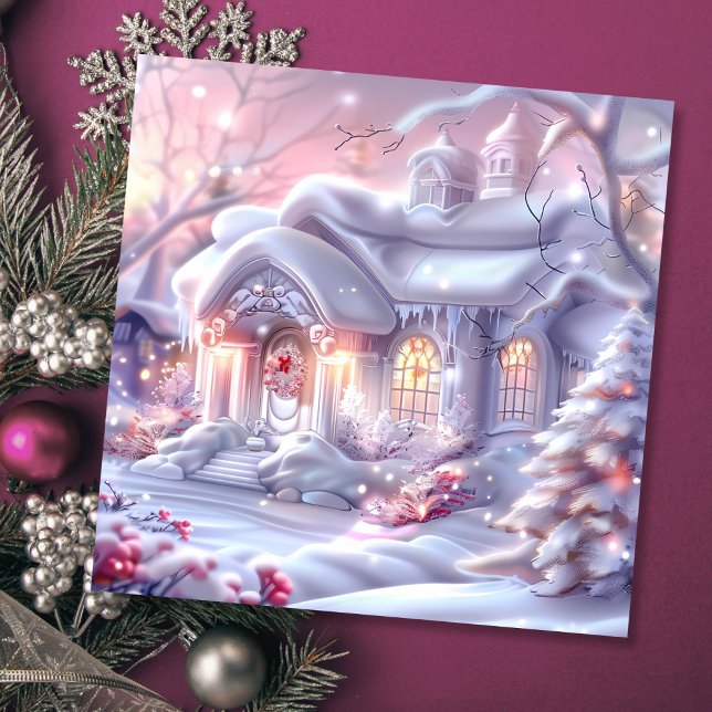 Cartes Pour Fêtes Annuelles Whimsski Winter Wonderland House Noël (Créateur téléchargé)