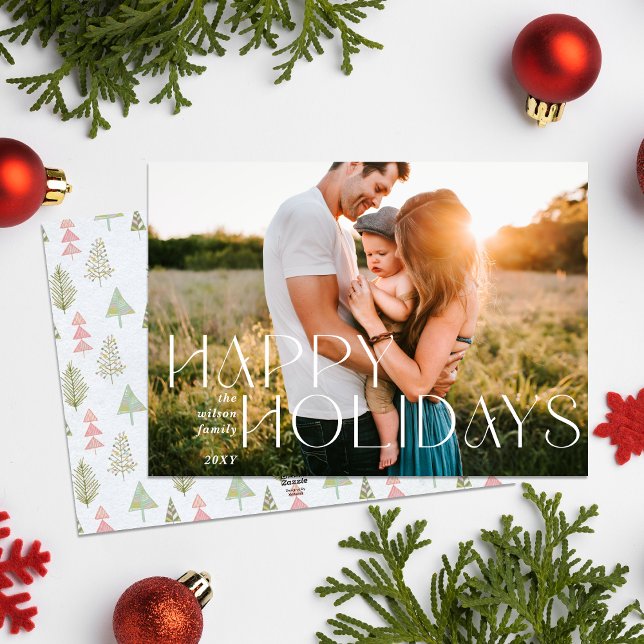 Cartes Pour Fêtes Annuelles Whimsy Happy Holidays Modern Full Photo (Whimsy Happy Holidays Modern Full Photo Holiday Card)