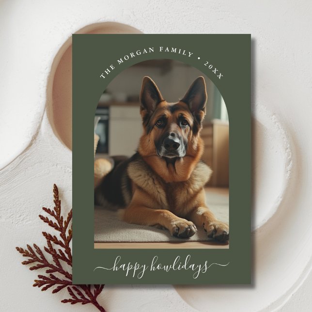 Cartes Pour Fêtes Annuelles Whimsy Script Berger Allemand Happy Howlidays (Créateur téléchargé)