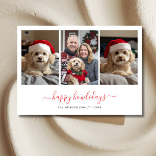 Cartes Pour Fêtes Annuelles Whimsy Script Pet Photo Joyeux Howlidays Noël