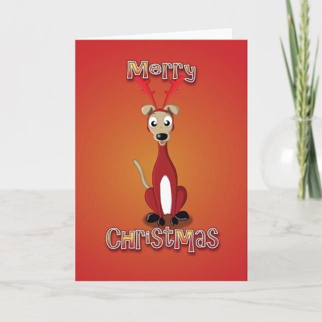 Cartes Pour Fêtes Annuelles whippet - costume de rennes - joyeux noël (Devant)