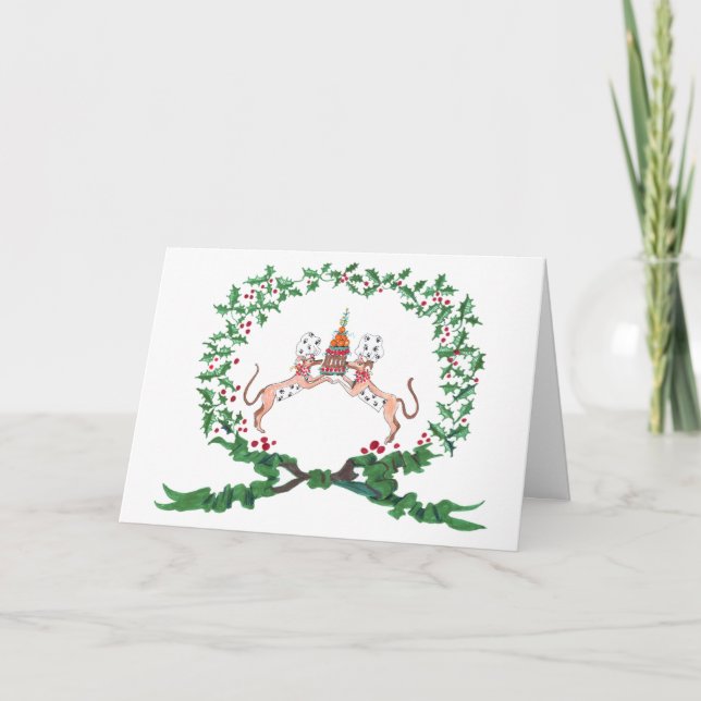 Cartes Pour Fêtes Annuelles Whippets Barre Avec JOIE (Devant)