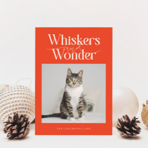 Cartes Pour Fêtes Annuelles Whiskers & Wonder Cat Photo Retro Noël rouge