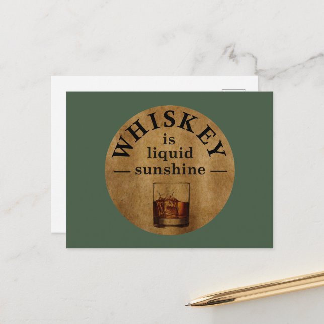 Cartes Pour Fêtes Annuelles Whiskey cite d'étranges paroles d'alcool (Devant/Arrière en situation)
