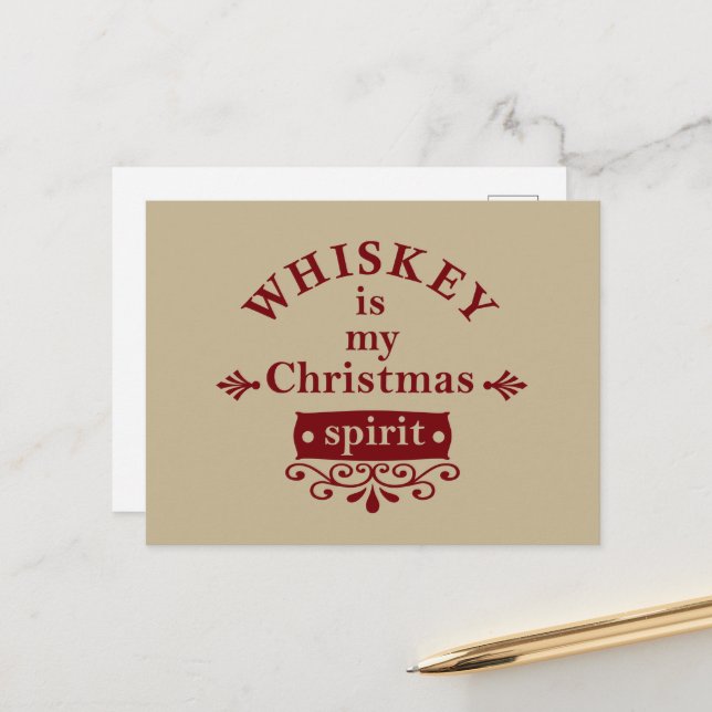 Cartes Pour Fêtes Annuelles Whiskey est mon esprit de Noël (Devant/Arrière en situation)