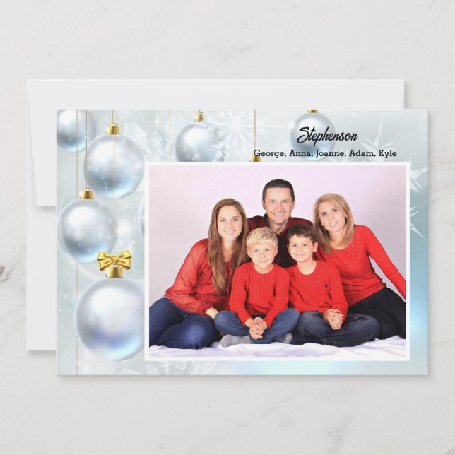 Cartes Pour Fêtes Annuelles White Christmas Ornaments personalize with Photo (Devant)