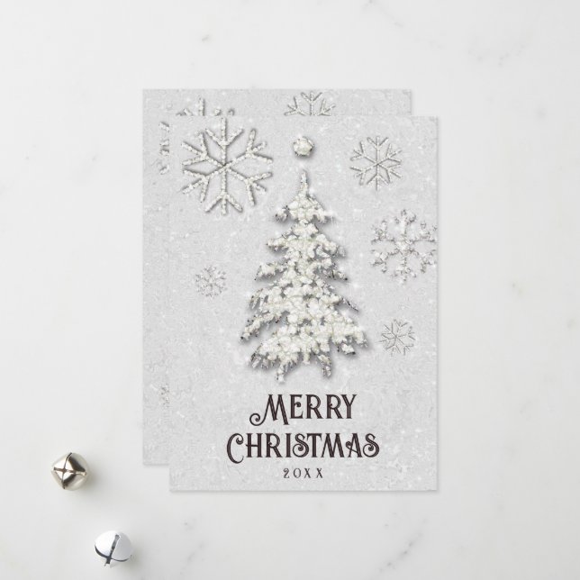 Cartes Pour Fêtes Annuelles White Christmas Sparkle Gold Parties scintillant A (Devant/Arrière en situation)