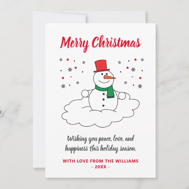 Cartes Pour Fêtes Annuelles White Joyeux Noël Famille Snowman Snowflakes (Devant)