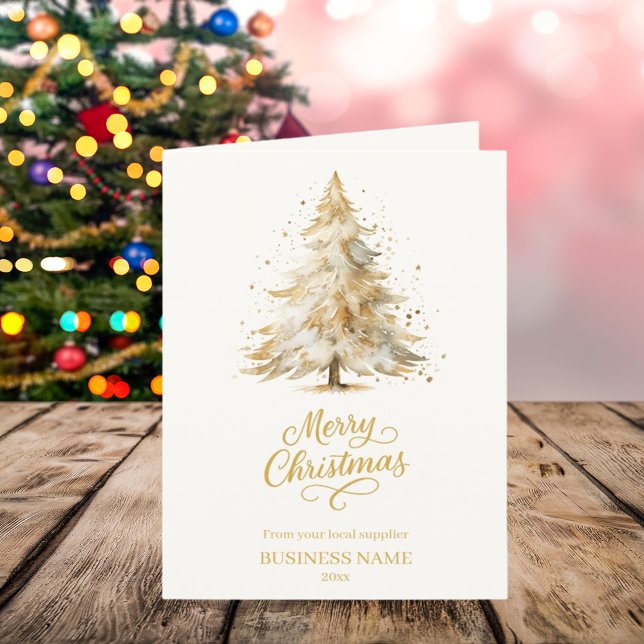 Cartes Pour Fêtes Annuelles White pine tree photo entreprise QR Noël (Créateur téléchargé)
