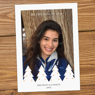 Cartes Pour Fêtes Annuelles White Pine Trees Holiday Photo Card