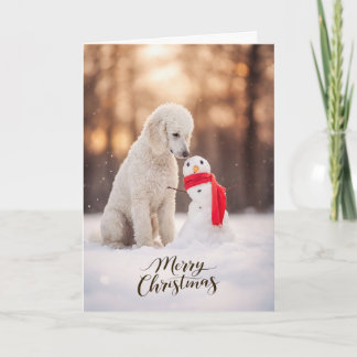 Cartes Pour Fêtes Annuelles White Poodle Christmas Snowman