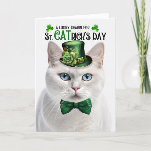 Cartes Pour Fêtes Annuelles White Short Haired Chat St CATrick's Day