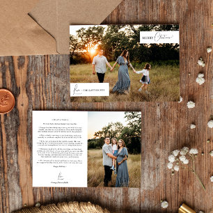 Cartes Pour Fêtes Annuelles White Simple Modern Christmas Family News Photo