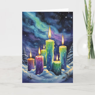 Cartes Pour Fêtes Annuelles Wiccan Imbolc Rainbow Candles dans la forêt de nei