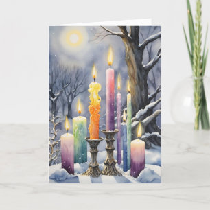 Cartes Pour Fêtes Annuelles Wiccan Imbolc Rainbow Candles dans la forêt de nei