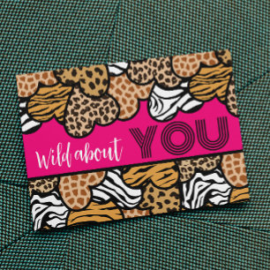 Cartes Pour Fêtes Annuelles Wild About You Pink Coeurs Posters de animaux Vale