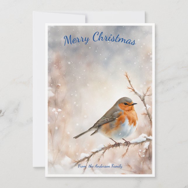 Cartes Pour Fêtes Annuelles Wild Robin Wonder : Lavage personnalisé à l'aquare (Devant)