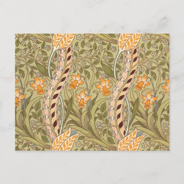 Cartes Pour Fêtes Annuelles William Morris Daffodil Garden Flower Classic Bota (Devant)