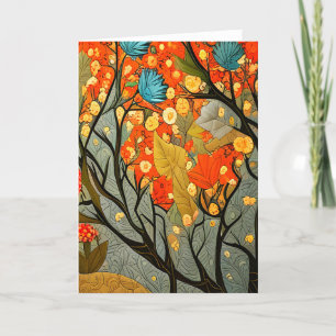 Cartes Pour Fêtes Annuelles William Morris style décoré arbres et fleurs