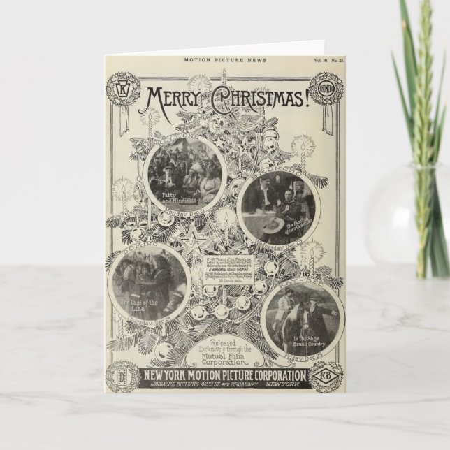 Cartes Pour Fêtes Annuelles William S Hart Noël 1914 publicité muette (Devant)