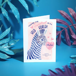 Cartes Pour Fêtes Annuelles Willy Sweet Zebra Heart Gum Bubble Valentine Card