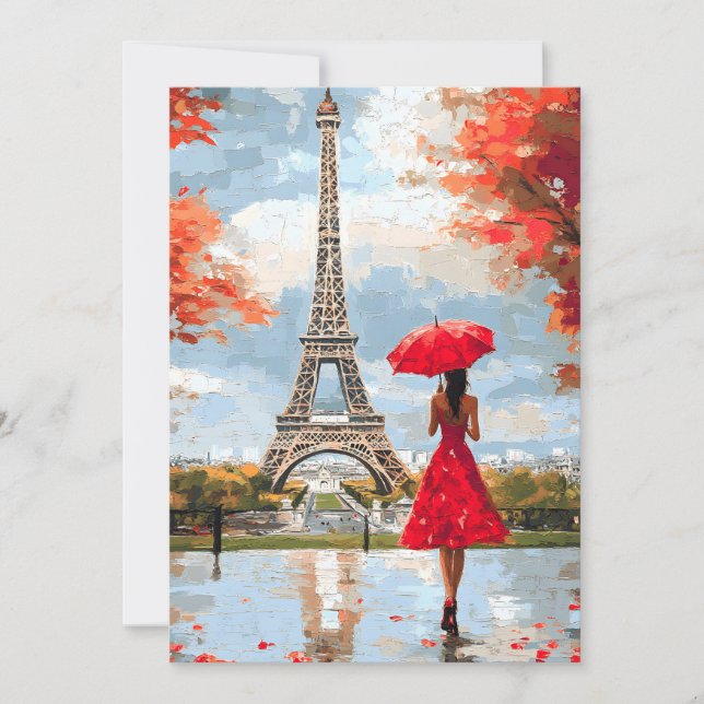 Cartes Pour Fêtes Annuelles Wind Romance Paris Chic Walk (Devant)