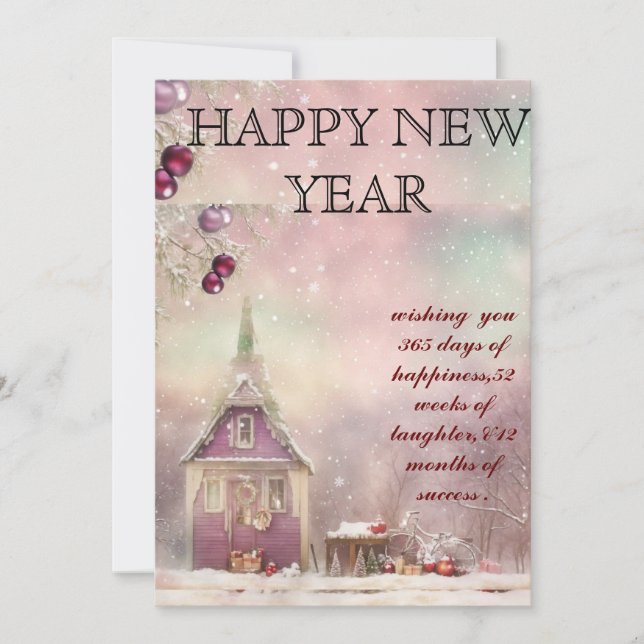 Cartes Pour Fêtes Annuelles "Winter Bliss : Light Pastels Nouvel An Greeting (Devant)