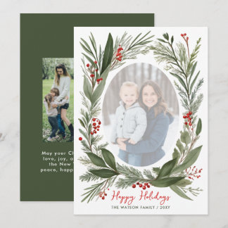 Cartes Pour Fêtes Annuelles Winter Botanical Foliage Christmas 4 Photo 