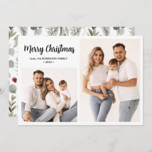 Cartes Pour Fêtes Annuelles Winter Botanical Script 2 Photo Collage Noël